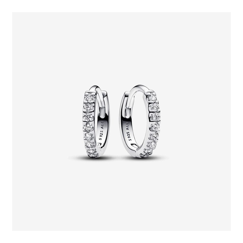 Les Boucles d'oreilles créoles Pandora, Enveloppantes Scintillantes, en argent 925/1000, 293015C01.