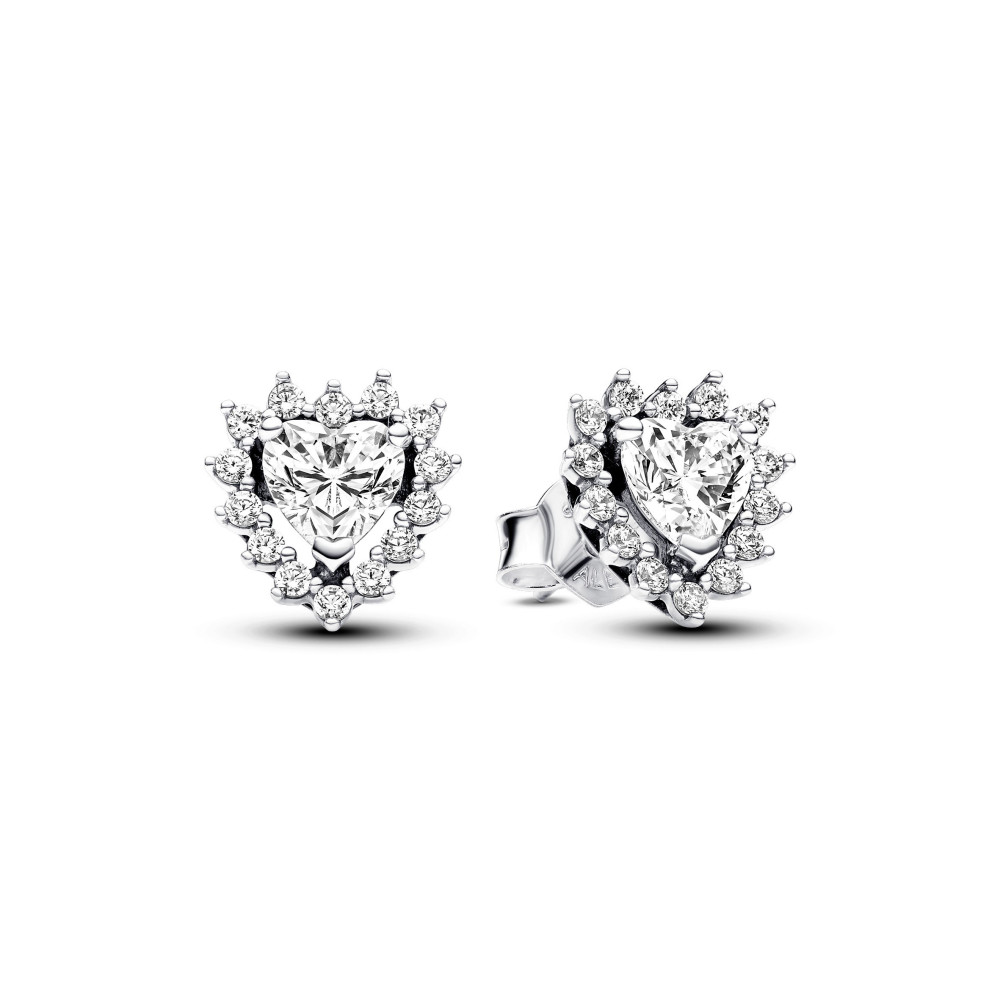 Les Boucles d'oreilles Pandora Timeless, coeur halo scintillant, en argent 925/1000, 293097C01.