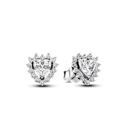 Les Boucles d'oreilles Pandora Timeless, coeur halo scintillant, en argent 925/1000, 293097C01.