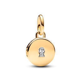 Le Charm pendentif Pandora, médaillon amour et gravable, en métal doré jaune 585/1000, 763066C01