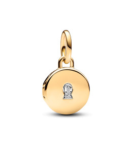 Le Charm pendentif Pandora, médaillon amour et gravable, en métal doré jaune 585/1000, 763066C01