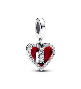 Le Charm pendentif Pandora, Double coeur rouge et serrure, 793085C01 en argent 925/1000, 793119C01