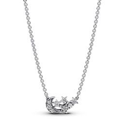 Collier Pandora Moments, lune & étoile scintillantes, en argent 925/1000, 392991C01-45