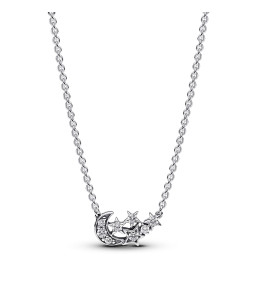 Collier Pandora Moments, lune & étoile scintillantes, en argent 925/1000, 392991C01-45