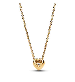 Le Collier Pandora Timeless, coeur scintillant, en métal doré or jaune 585/1000, 368425C01-45.