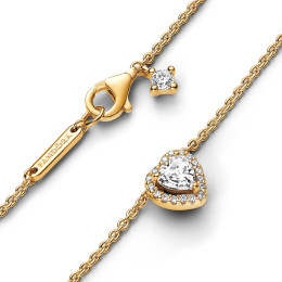 Le Collier Pandora Timeless, coeur scintillant, en métal doré or jaune 585/1000, 368425C01-45.