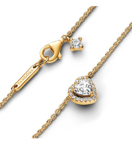 Le Collier Pandora Timeless, coeur scintillant, en métal doré or jaune 585/1000, 368425C01-45.