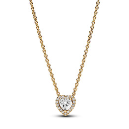 Collier Pandora Timeless, coeur scintillant, en métal doré or jaune 585/1000, 368425C01-45