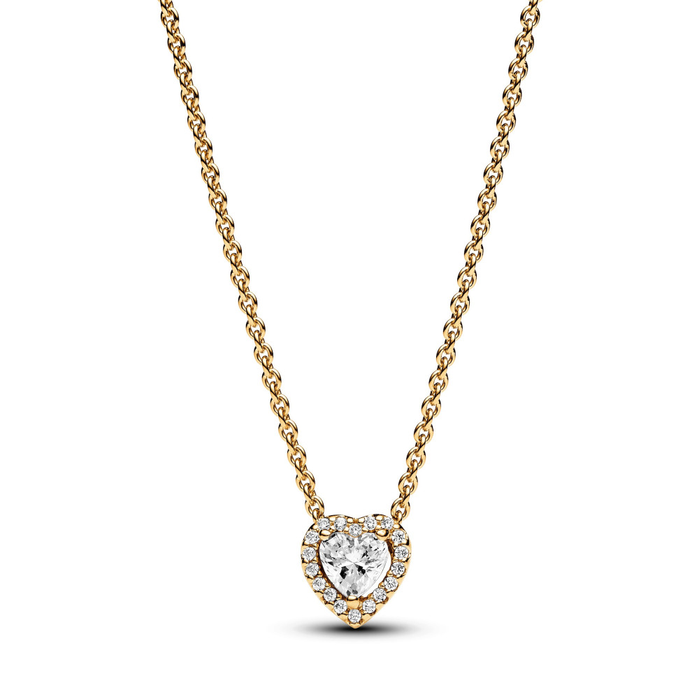 Collier Pandora Timeless, coeur scintillant, en métal doré or jaune 585/1000, 368425C01-45