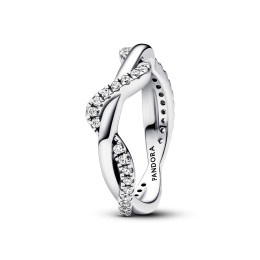 Bague Pandora Timeless, vagues entrelacées scintillantes, en argent 925/1000, 193098C01
