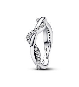 Bague Pandora Timeless, vagues entrelacées scintillantes, en argent 925/1000, 193098C01