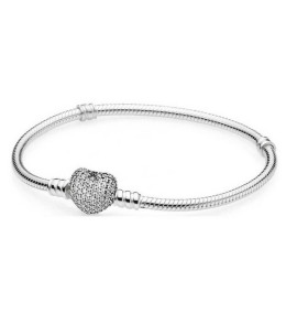 Bracelet à charms Moments en Argent, Coeur Pavé PANDORA 590727CZ