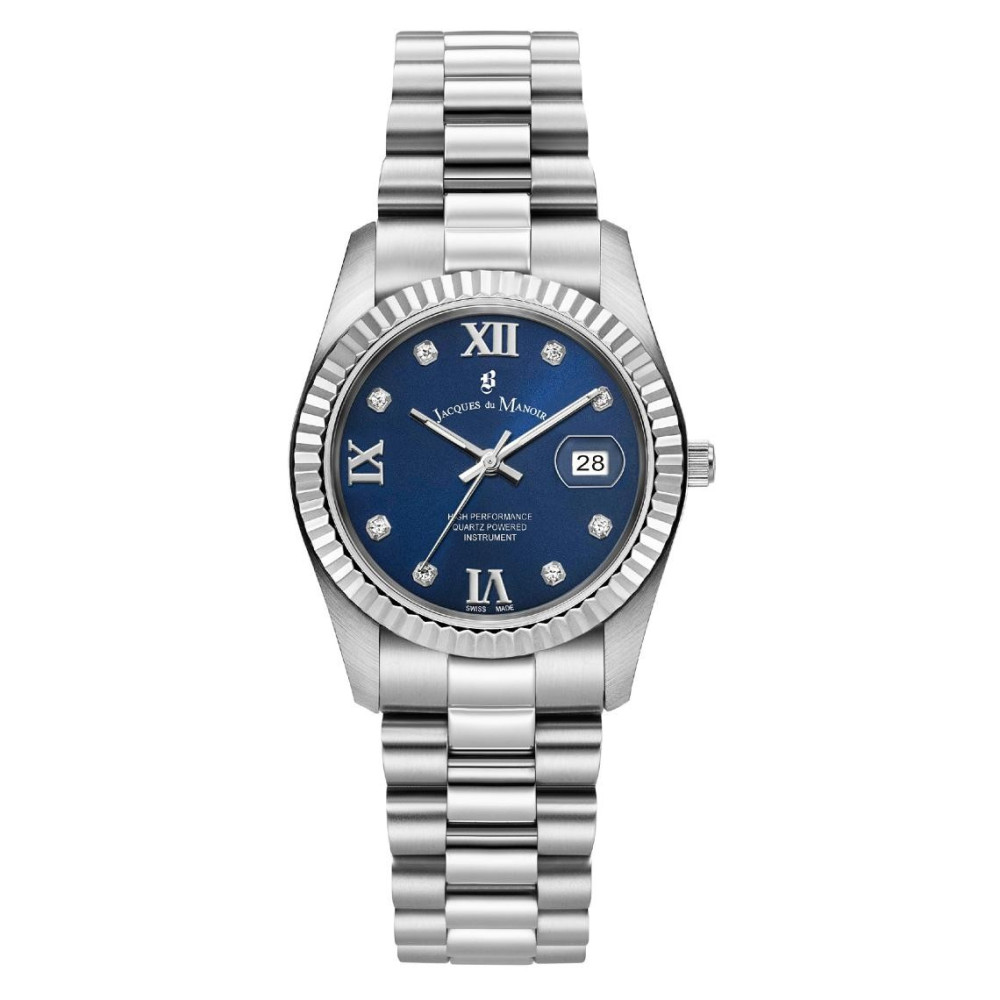La Montre femme Jacques du Manoir, Inspiration Roman II, 34mm, 3 aiguilles et date, acier, JWL01307 La Montre femme Jacques du Manoir, Inspiration Roman II, 34mm, 3 aiguilles et date, acier, JWL01307