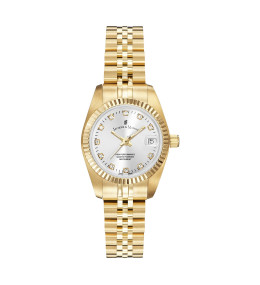 La Montre femme Jacques du Manoir, Inspiration 26mm, 3 aiguilles et date, acier PVD jaune, NRO.12