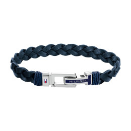 Le Bracelet homme Tommy Hilfiger, Casual core, acier et cuir bleu, 2790308S
