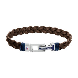 Le Bracelet homme Tommy Hilfiger, Casual core, acier et cuir marron, 2790309