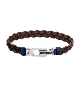 Le Bracelet homme Tommy Hilfiger, Casual core, acier et cuir marron, 2790309