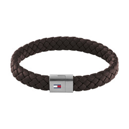 Le Bracelet homme Tommy Hilfiger, Braided, Acier et Cuir Marron, 2790330