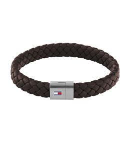 Le Bracelet homme Tommy Hilfiger, Braided, Acier et Cuir Marron, 2790330