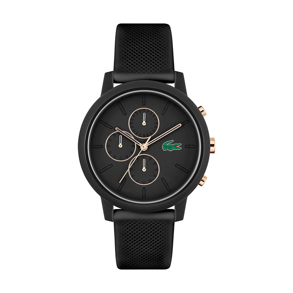 La Montre homme Lacoste, .12.12, chronographe avec bracelet en silicone noir, 2011247 La Montre homme Lacoste, .12.12, chronographe avec bracelet en silicone noir, 2011247