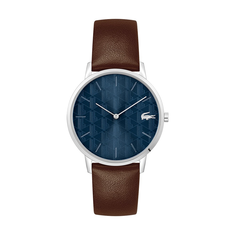 La Montre homme Lacoste, Crocorigin, 2 aiguilles, acier et cuir marron, 2011307
