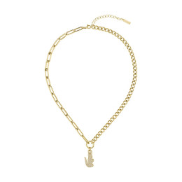 Le Collier femme Lacoste, Crocodile, acier PVD jaune et cristaux, 2040145
