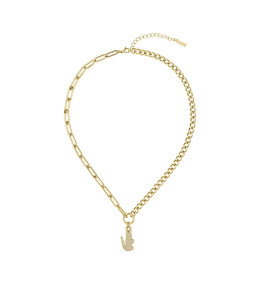 Le Collier femme Lacoste, Crocodile, acier PVD jaune et cristaux, 2040145