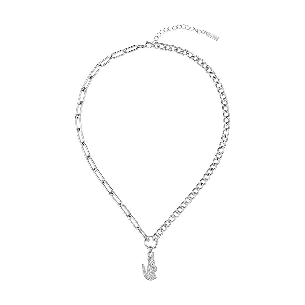 Le Collier femme Lacoste, Crocodile, acier et cristaux, 2040148 Le Collier femme Lacoste, Crocodile, acier et cristaux, 2040148