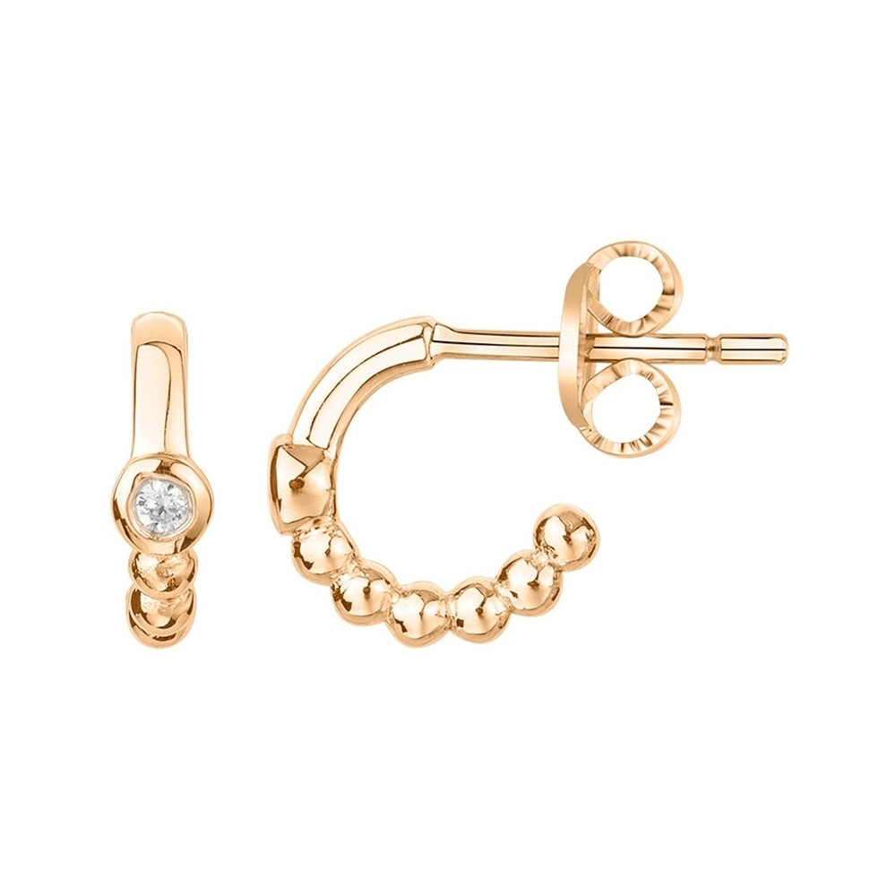 Boucles d'oreilles Plaqué or jaune 750/1000, La Garçonne Diamant, 26400007