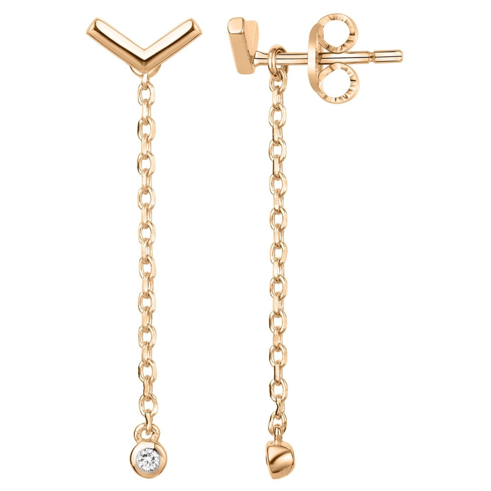 Boucles d'oreilles Plaqué or jaune 750/1000, La Garçonne Diamant, 26400008