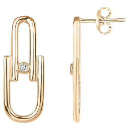 Boucles d'oreilles Plaqué or jaune 750/1000, La Garçonne Diamant, 26400014