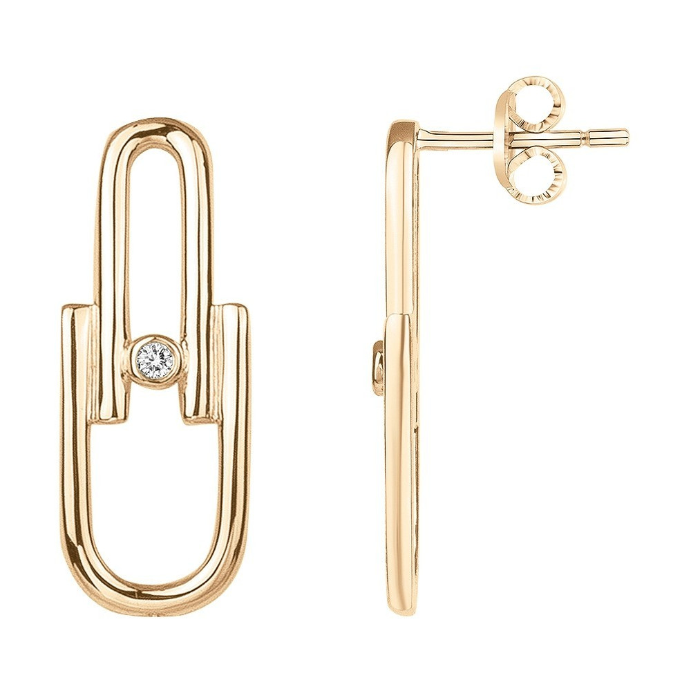 Boucles d'oreilles Plaqué or jaune 750/1000, La Garçonne Diamant, 26400014