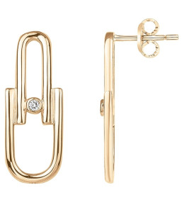 Boucles d'oreilles Plaqué or jaune 750/1000, La Garçonne Diamant, 26400014