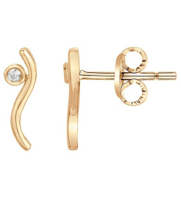 Boucles d'oreilles Plaqué or jaune 750/1000, La Garçonne Diamant, 26400019