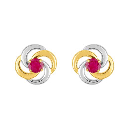 Les Boucles d'oreilles, or bicolore 750/1000, rubis taille brillant by Stauffer
