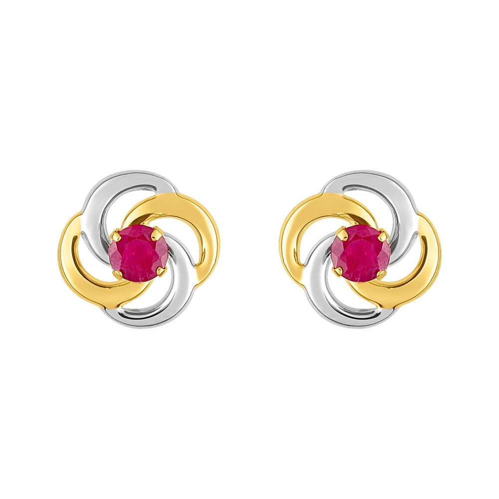 Les Boucles d'oreilles, or bicolore 750/1000, rubis taille brillant by Stauffer