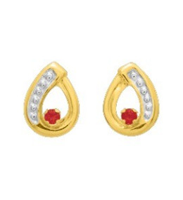 Les Boucles d'oreilles or bicolore 750/1000 et rubis taille brillant by Stauffer