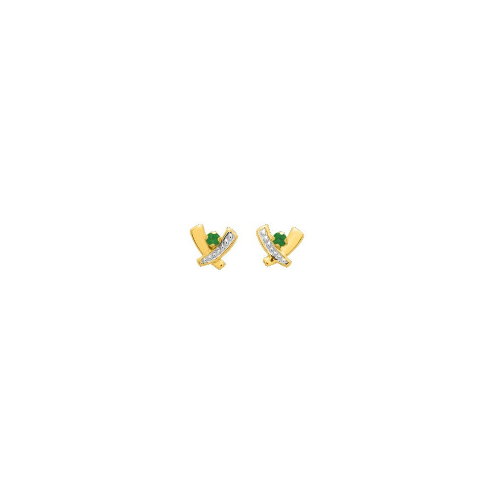 Les Boucles d'oreilles or bicolore 750/1000 et émeraudes taille brillant by Stauffer