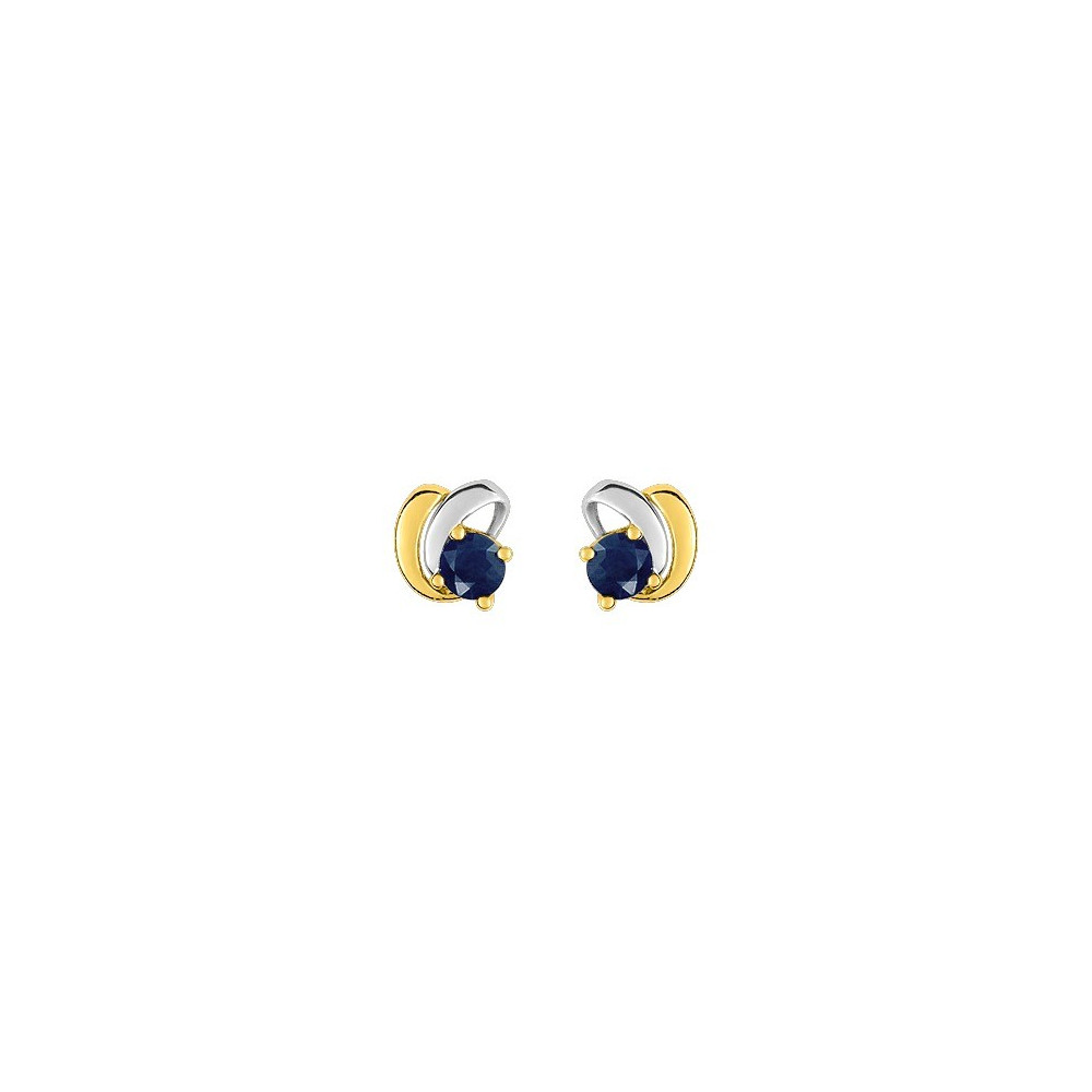 Les Boucles d'oreilles or bicolore 750/1000 et saphirs bleus taille brillant by Stauffer