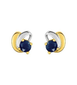 Les Boucles d'oreilles or bicolore 750/1000 et saphirs bleus taille brillant by Stauffer