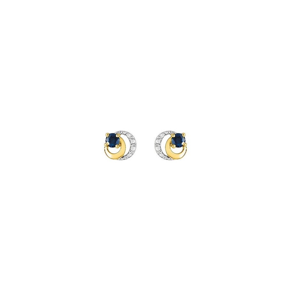 Les Boucles d'oreilles or bicolore 750/1000 et saphirs bleus taille brillant by Stauffer