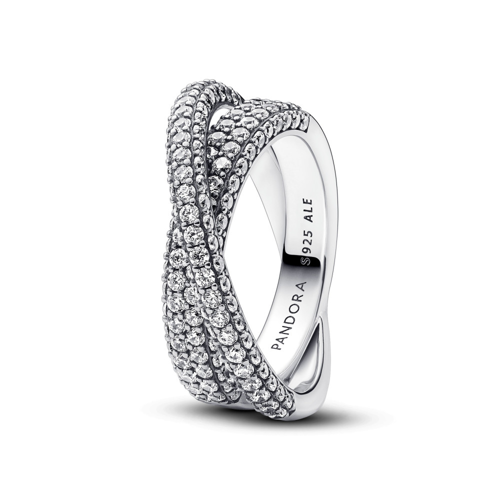 La Bague Pandora Timeless, Double Pavé Croisé, en argent 925/1000, 193022C01.