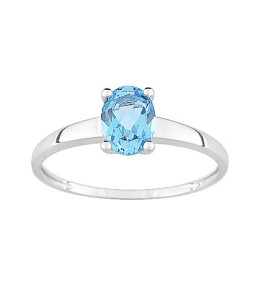 La Bague or gris 375/1000, topaze bleue forme ovale by Stauffer