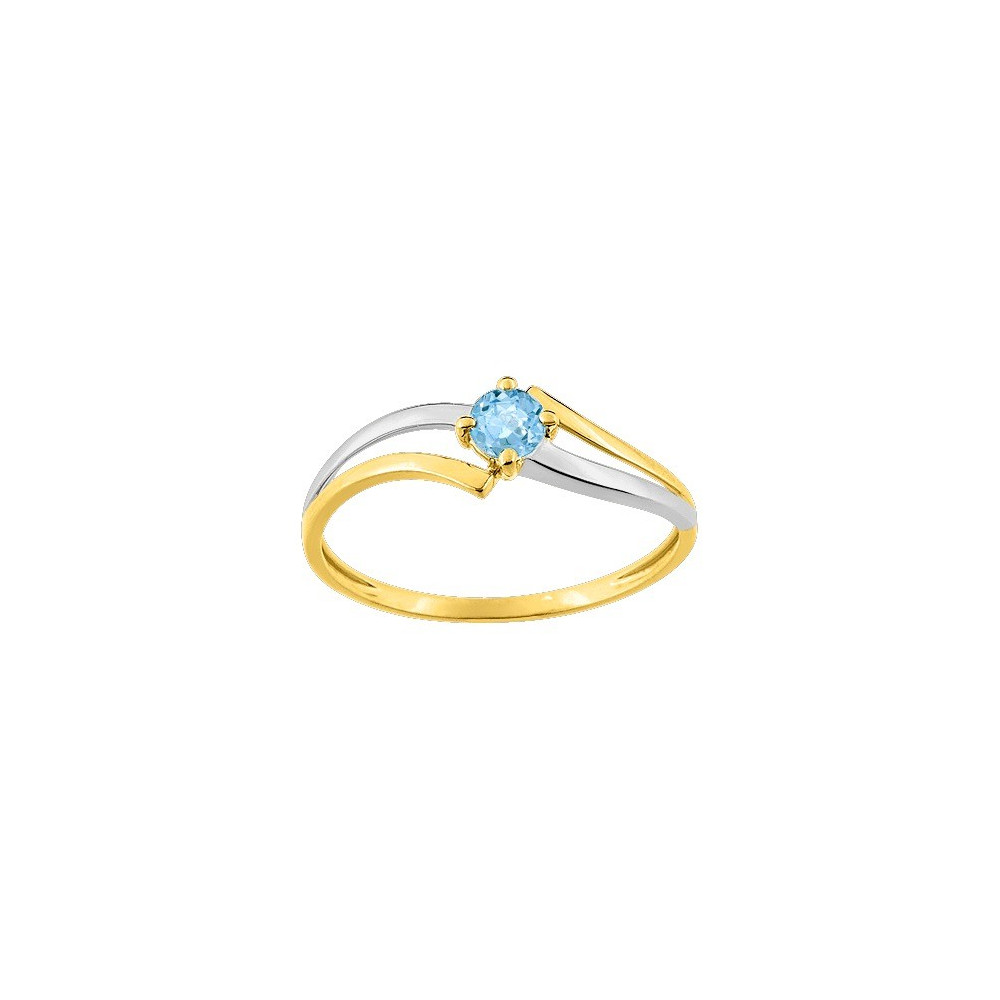 La Bague or bicolore 375/1000, topaze bleue by Stauffer
