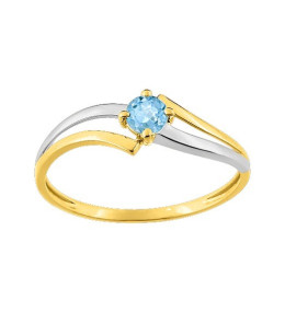 La Bague or bicolore 375/1000, topaze bleue by Stauffer