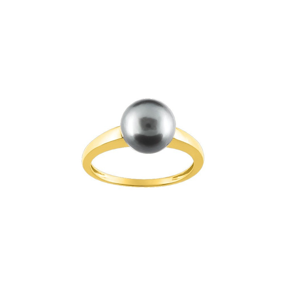 Bague or jaune 375/1000 et perle de Tahiti de 8 mm by Stauffer