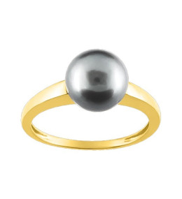 Bague or jaune 375/1000 et perle de Tahiti de 8 mm by Stauffer
