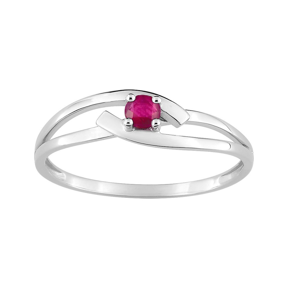 Bague or gris 375/1000, rubis taille brillant by Stauffer