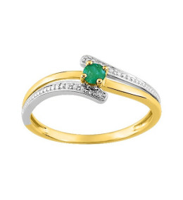 Bague or bicolore 375/1000, émeraude taille brillant by Stauffer