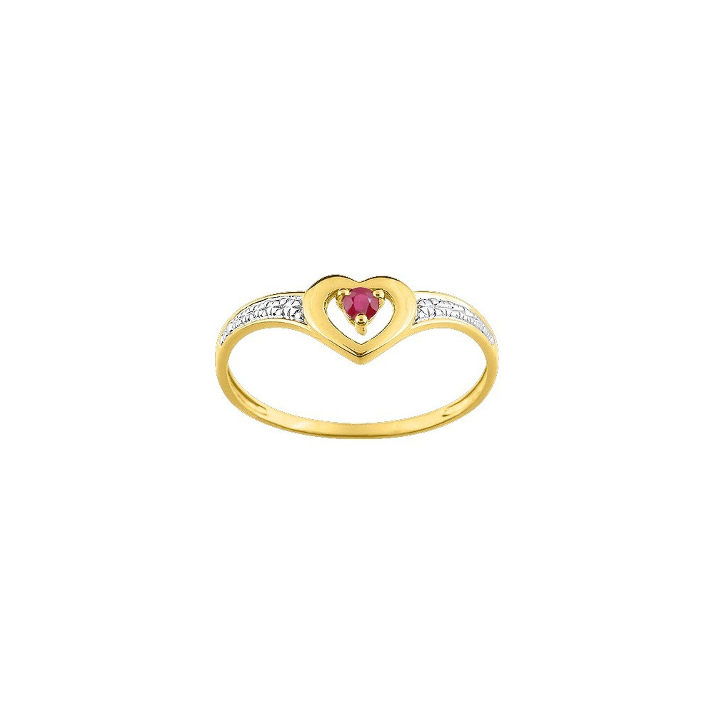 Bague or bicolore 375/1000, rubis taille brillant by Stauffer